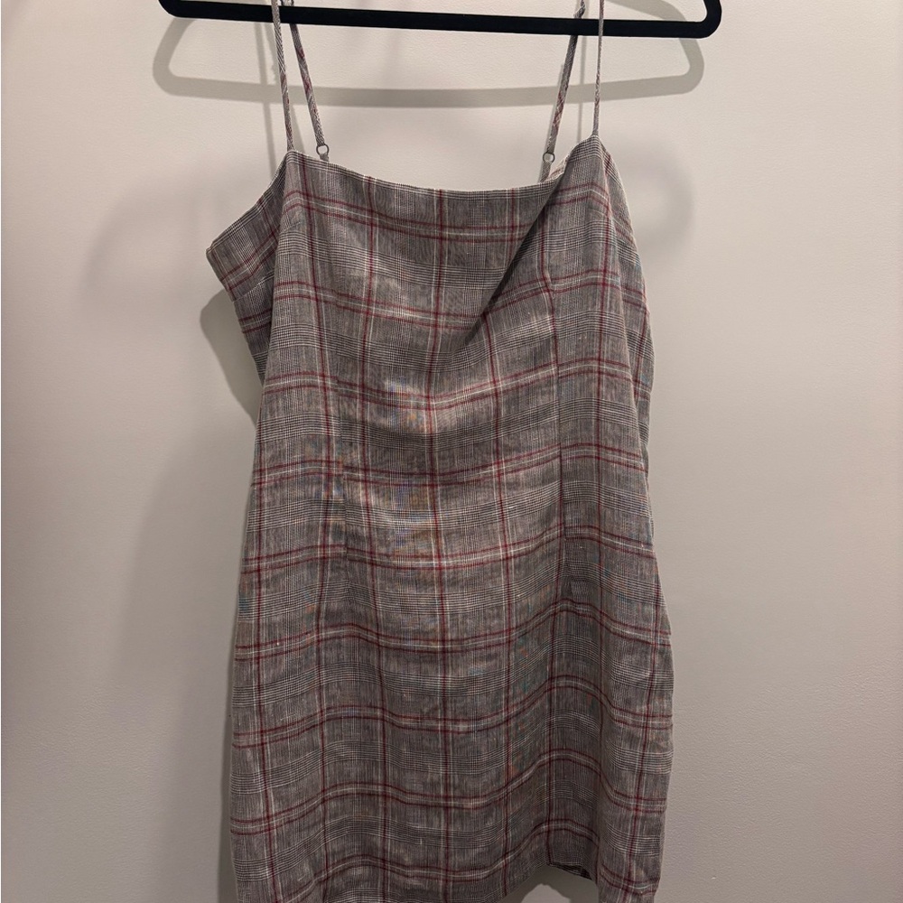 Olivaceous Black and White Plaid Dress